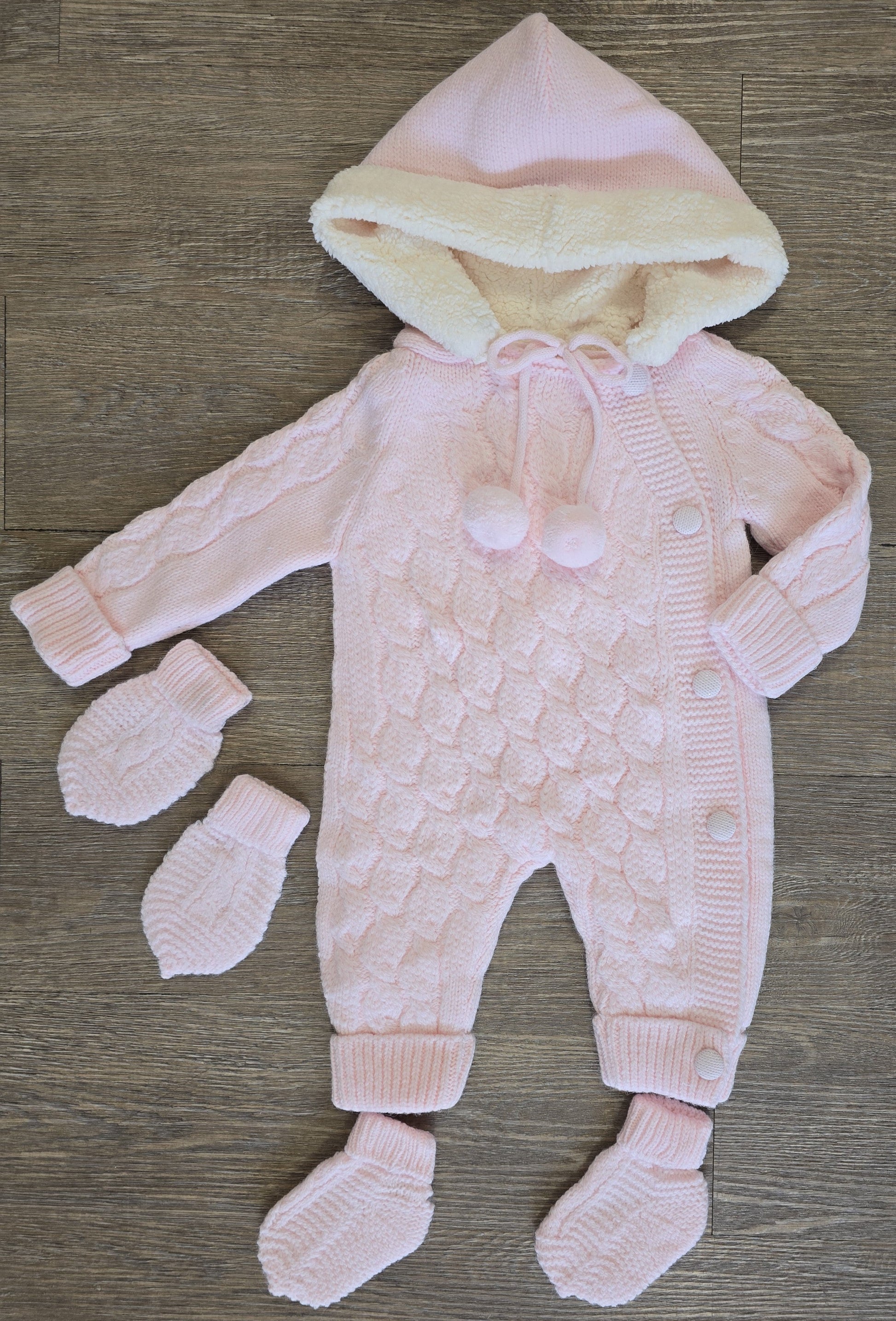 Combinaison Unisexe bébé hiver avec capuche moufles et chaussettes 100% laine et coton  ref 703 ALL FOR KIDS