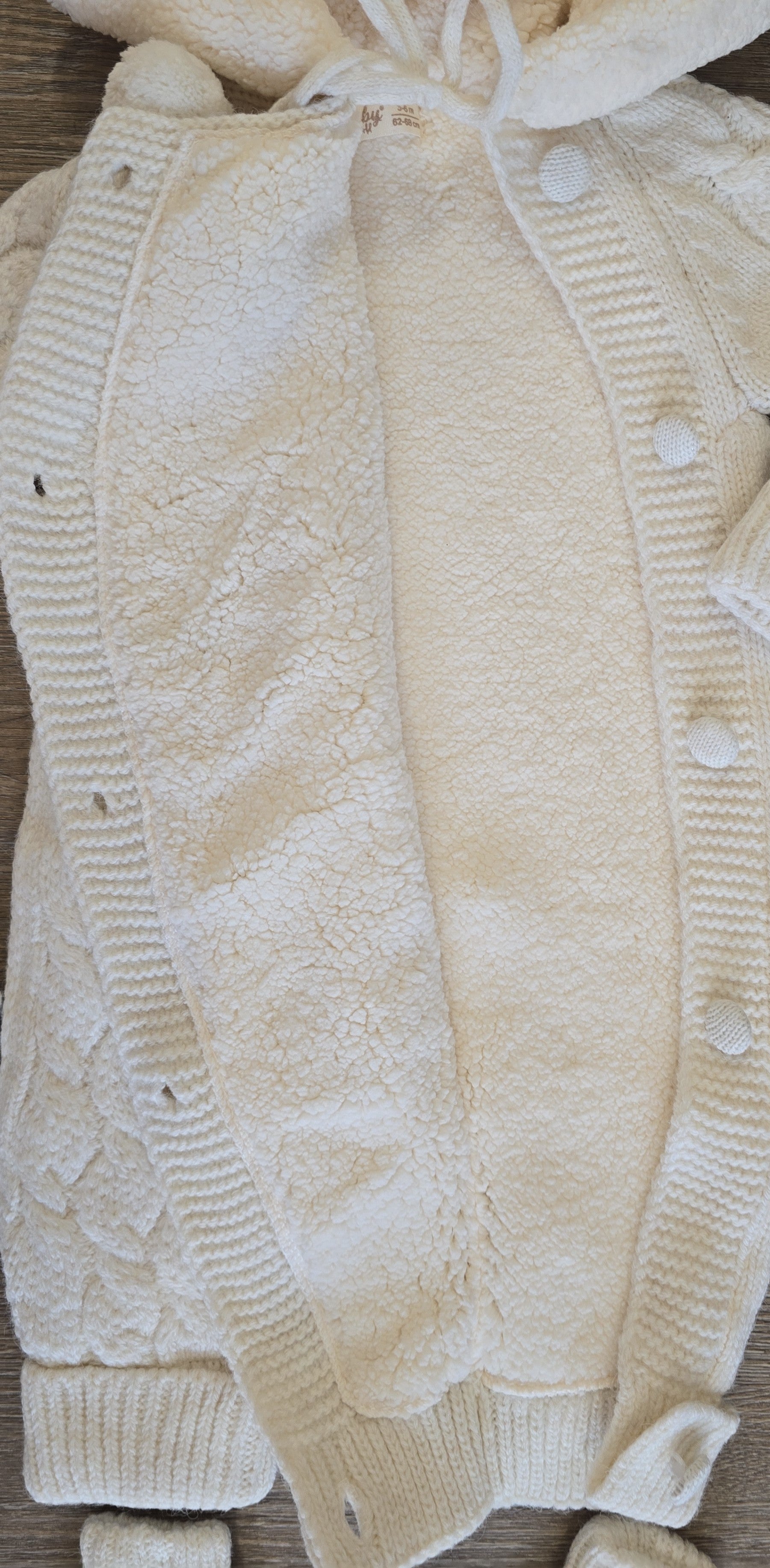Combinaison Unisexe bébé hiver avec capuche moufles et chaussettes 100% laine et coton  ref 703 ALL FOR KIDS