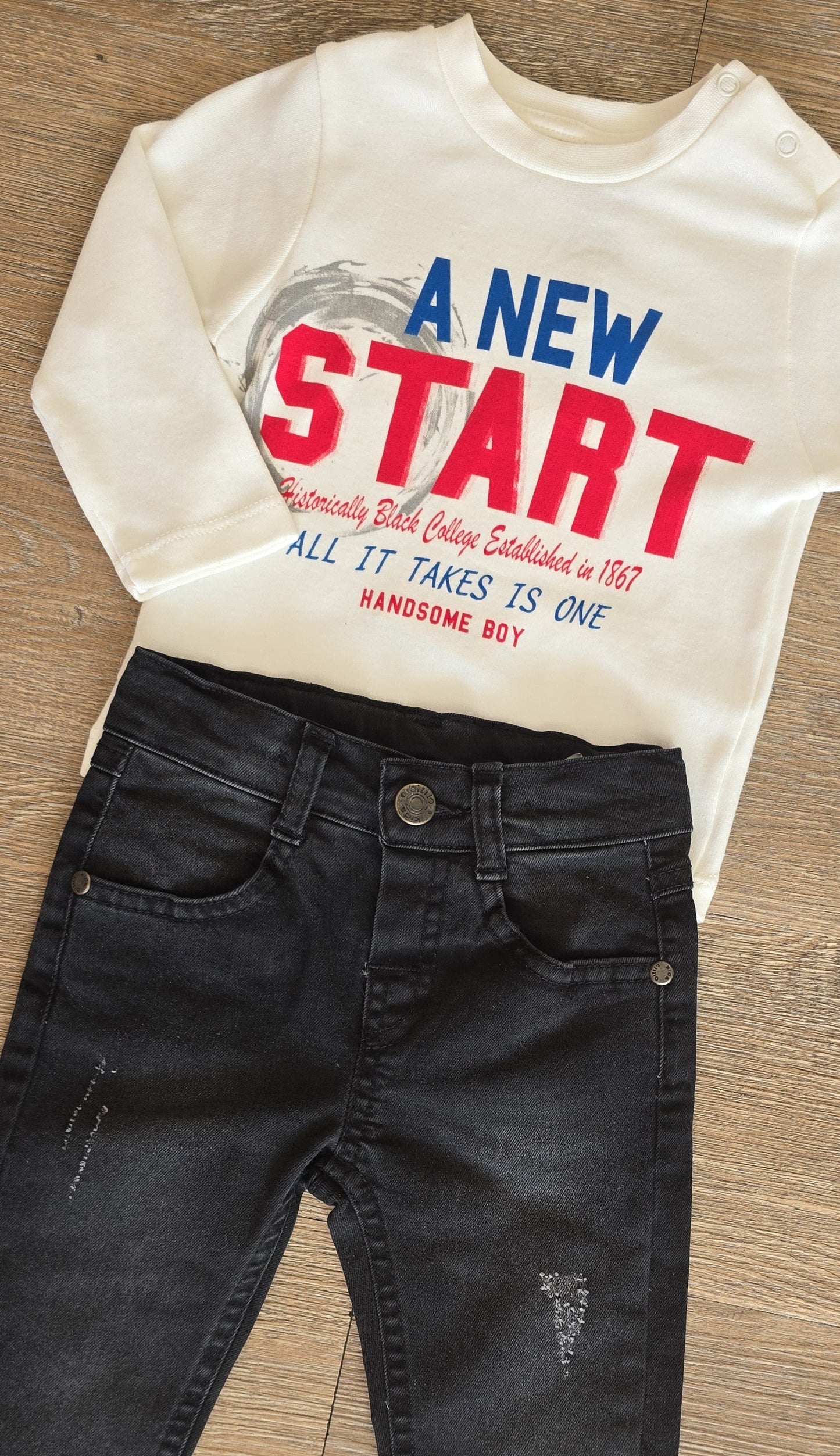 Ensemble bébé garçon tee-shirt manches longues & jean noir taille 12 mois ref 2705 ALL FOR KIDS