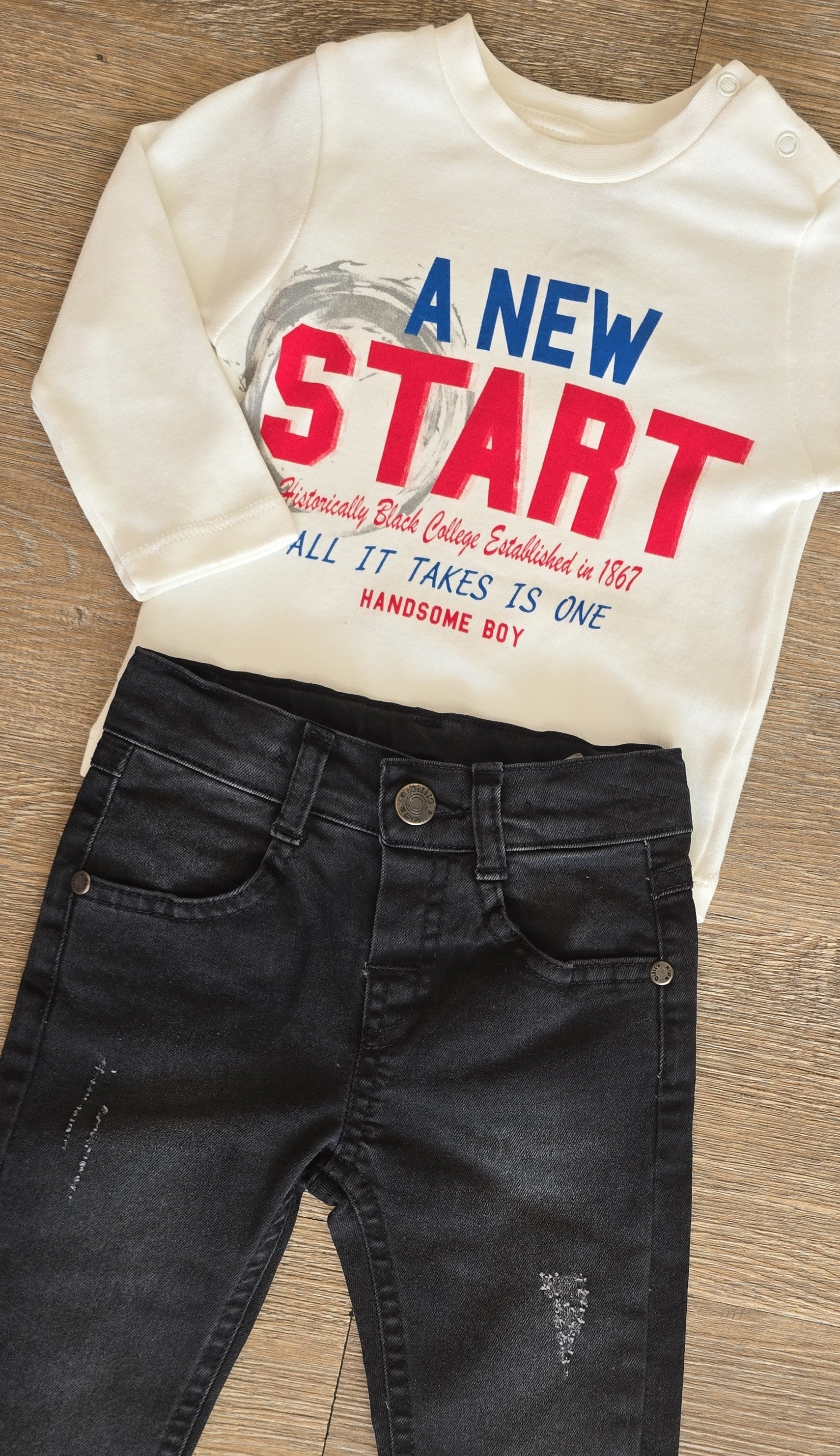 Ensemble bébé garçon tee-shirt manches longues & jean noir taille 12 mois ref 2705 ALL FOR KIDS