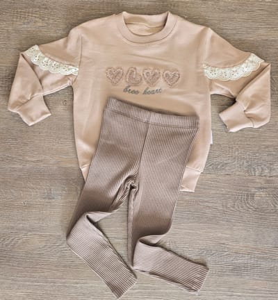Ensemble fille chic pull brodé & legging côtelé 100% coton ref 5601 ALL FOR KIDS