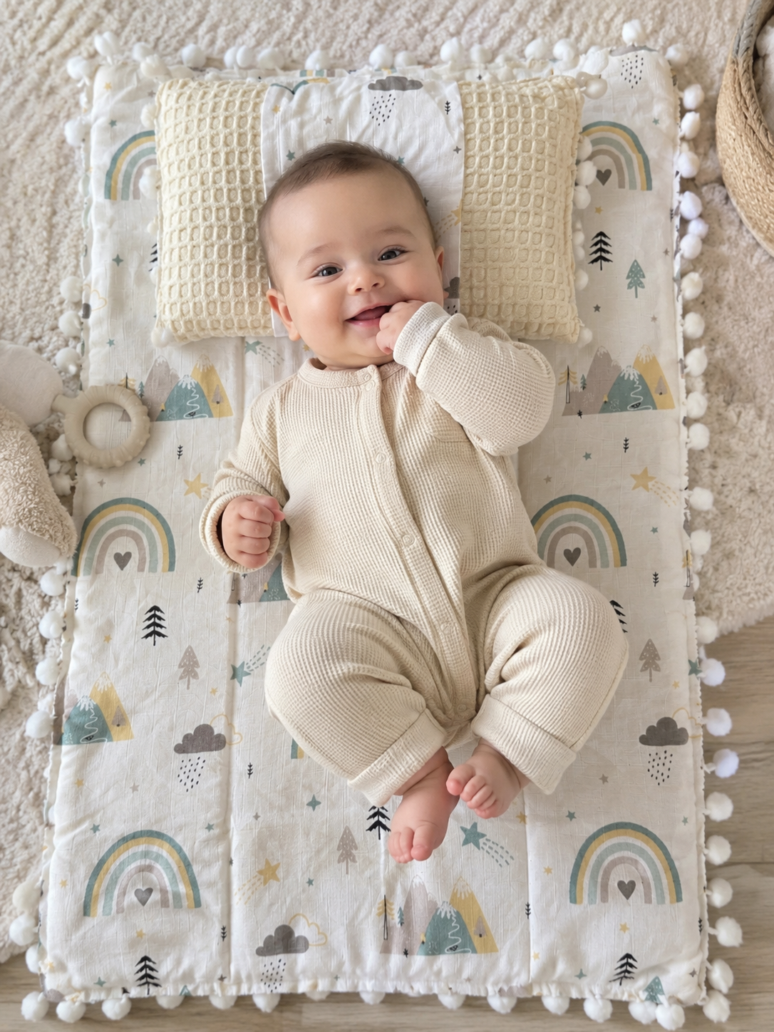 Matelas à langer nomade bébé en coton – Tapis de change portable avec coussin ref 37 ALL FOR KIDS