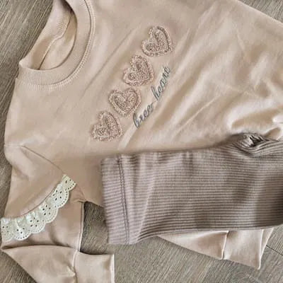 Ensemble fille chic pull brodé & legging côtelé 100% coton ref 5601 ALL FOR KIDS
