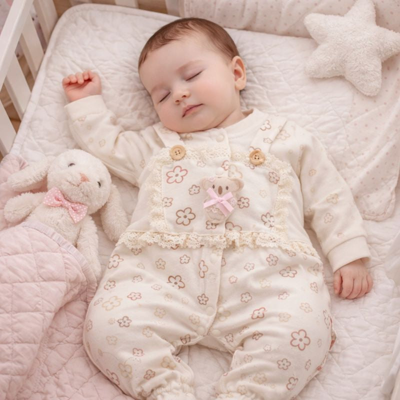 Pyjama bébé fille fleurie taille de 3 à 9 mois 100% coton ref 1158 ALL FOR KIDS