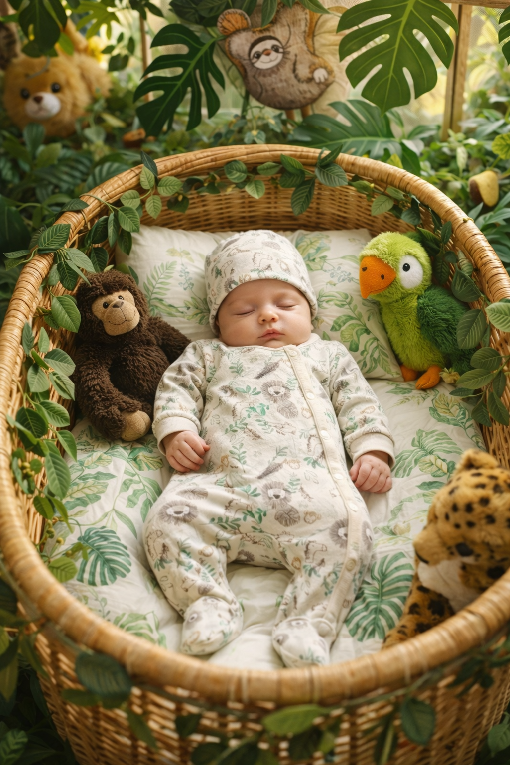 Pyjama bébé jungle avec bonnet taille de 3 à 9 mois 100% coton ref 3119 ALL FOR KIDS