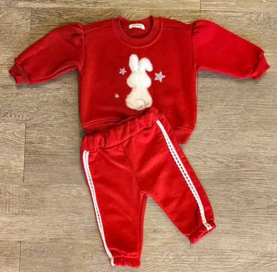 Ensemble bébé rouge dernière taille 9 mois motif lapin Chaud ref 7067 ALL FOR KIDS
