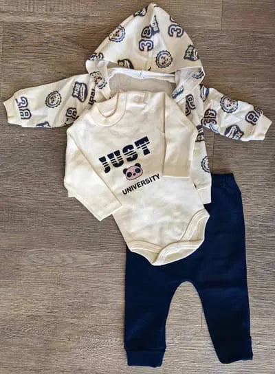 Ensemble naissance body manche longue veste capuche et pantalon coton ref 538 ALL FOR KIDS