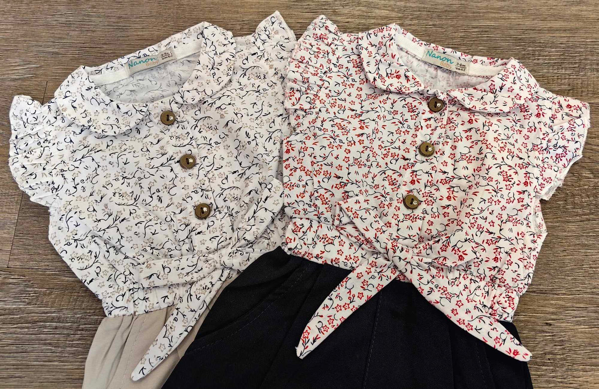 Tenue été bébé fille barboteuse fleurie coton