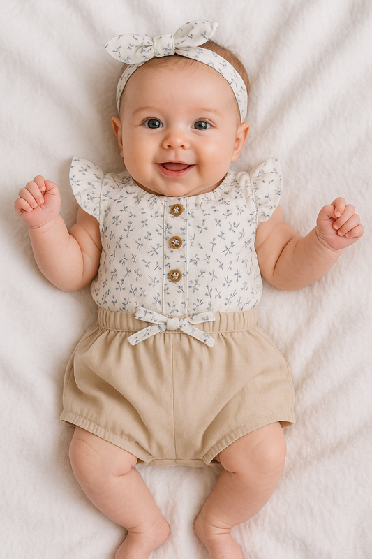 Barboteuse bébé fille fleurie 100 % coton 9 à 18 mois