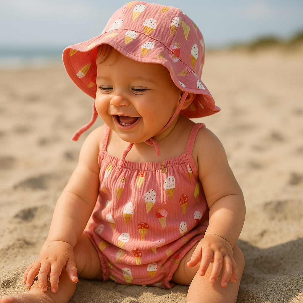 Barboteuse bébé fille vieux rose avec chapeau 100 % coton 9 à 12 mois