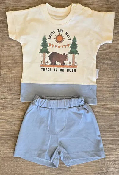 Ensemble bébé garçon ours Tee-shirt & short coton taille de 3 à 12 mois ref 5004 ALL FOR KIDS