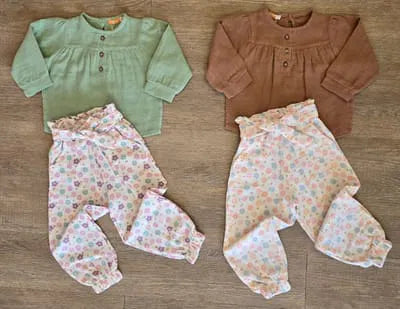 Ensemble fille gaze de coton blouse et pantalon fluide ref 2613 ALL FOR KIDS