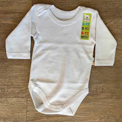 Body bébé blanc manches longues en 100 % coton