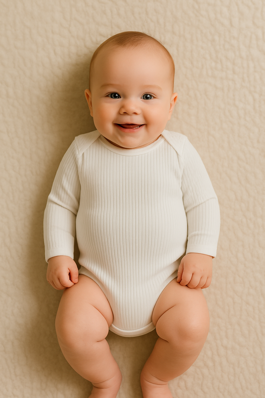 Body bébé côtelé saumon 100 % coton – 9 à 12 mois