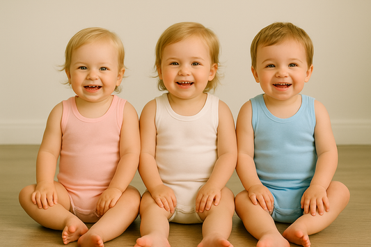 Body bébé débardeur en coton rose blanc et bleu