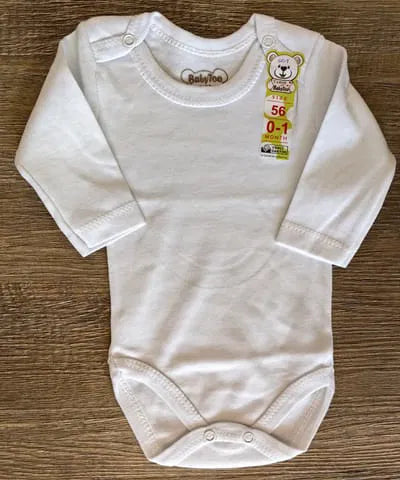 Body bébé blanc manches longues 100 % coton