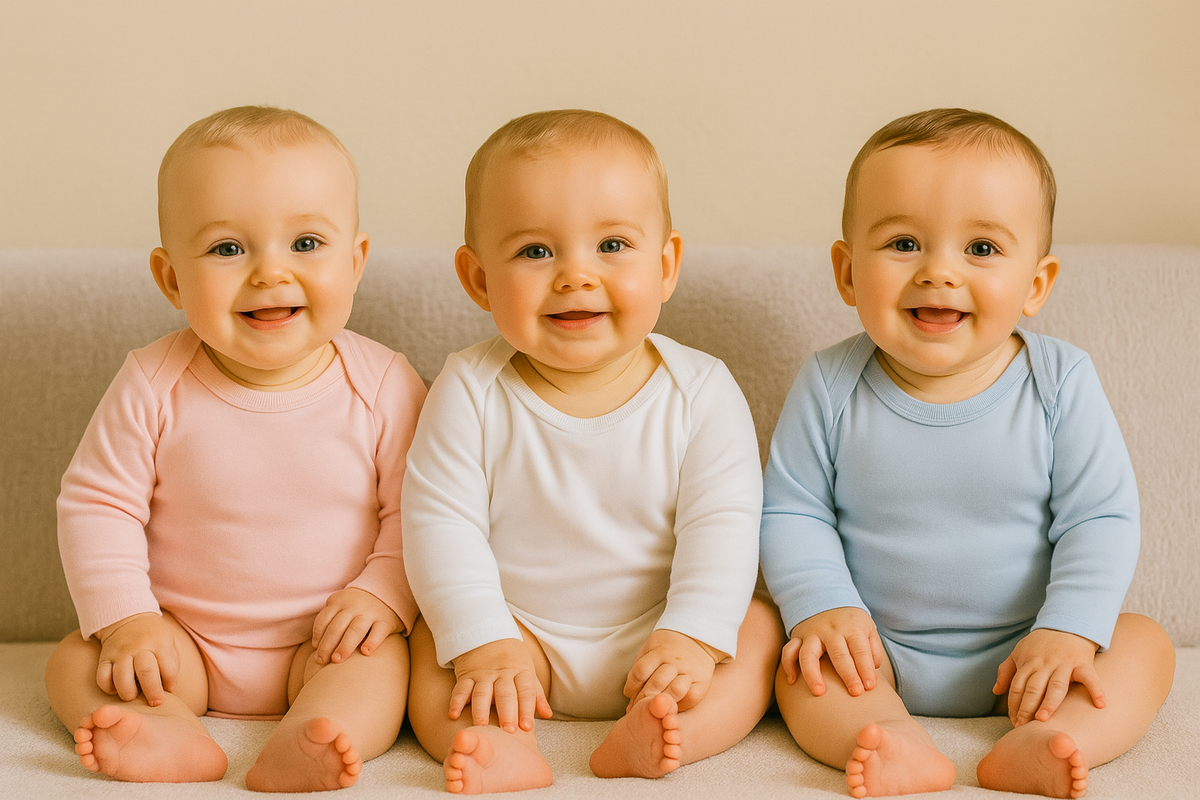 Body bébé manches longues 100 % coton uni rose blanc et bleu