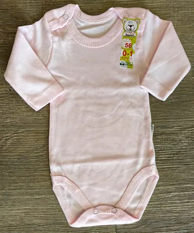 Body bébé rose manches longues 100 % coton