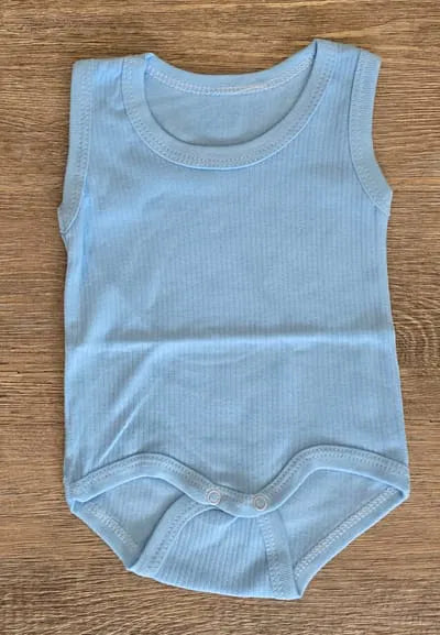 Body bébé sans manches bleu en 100 % coton