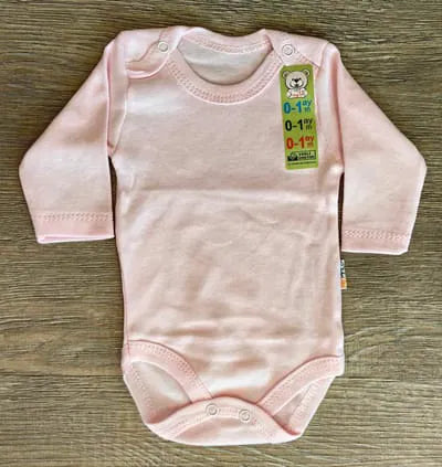 Body bébé manches longues coton Rose, blanc, bleu taille de 0 à 9 mois ref 7080 ALL FOR KIDS