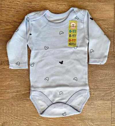 Body bébé coton mickey à manches longues taille de 0 à 9 mois ref 7082 ALL FOR KIDS