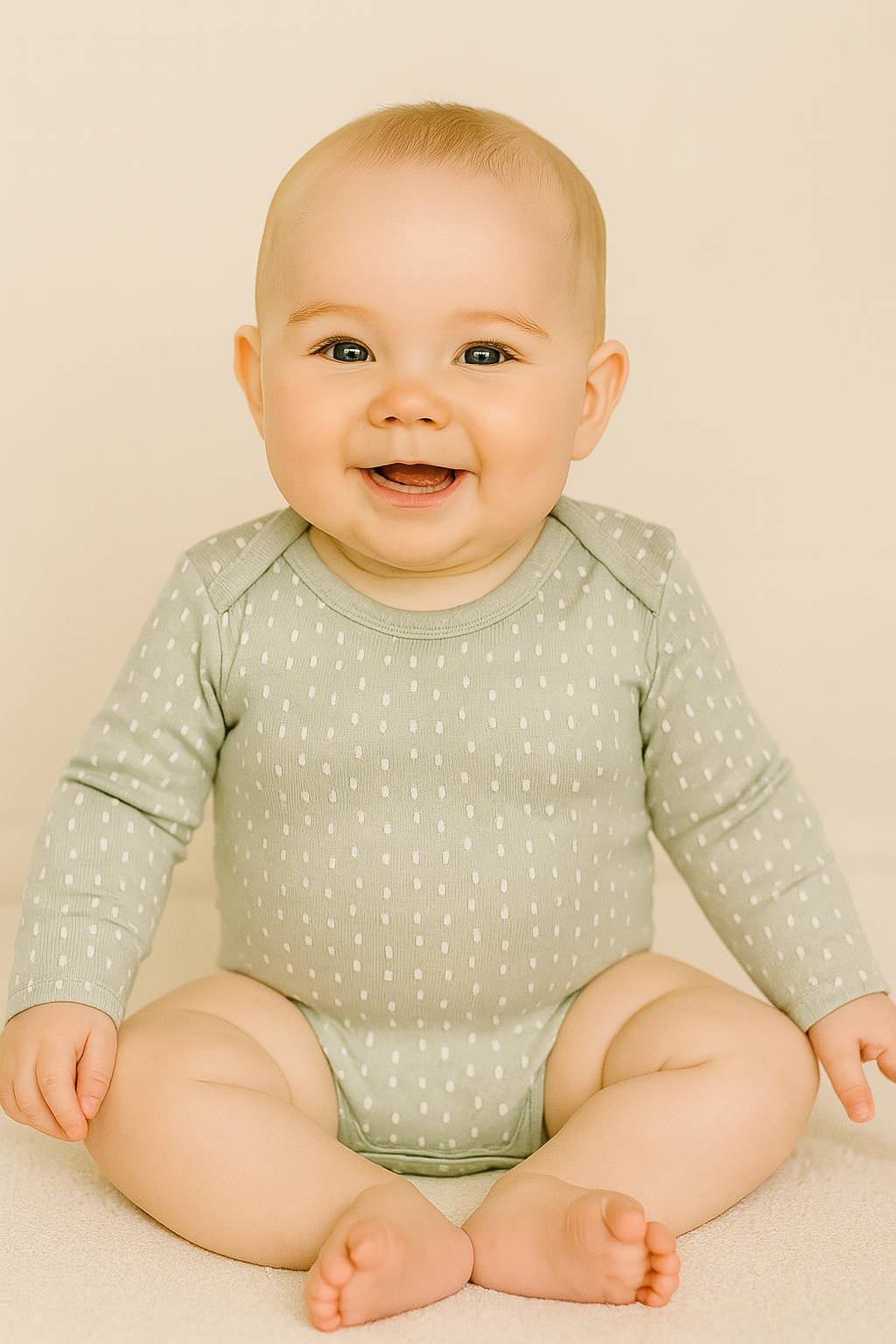 Body vert à pois manches longues bébé 100% coton fleuri taille de 0 à 6 mois ref 131 ALL FOR KIDS