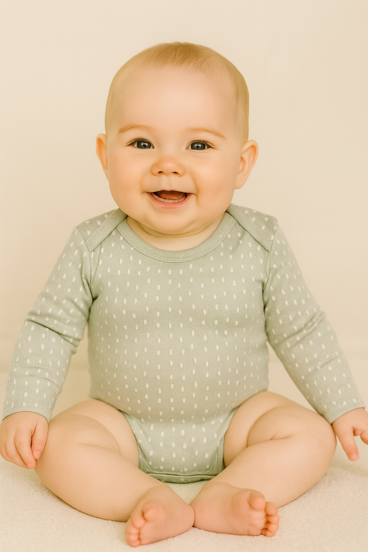 Body vert à pois manches longues bébé 100% coton fleuri taille de 0 à 6 mois ref 131 ALL FOR KIDS