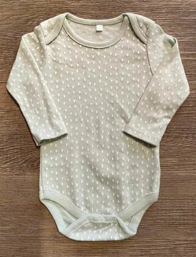 Body vert à pois manches longues bébé 100% coton fleuri taille de 0 à 6 mois ref 131 ALL FOR KIDS