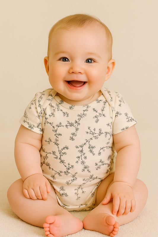 Body blanc fleuri bébé 100% coton fleuri taille de 0 à 6 mois ref 126 ALL FOR KIDS