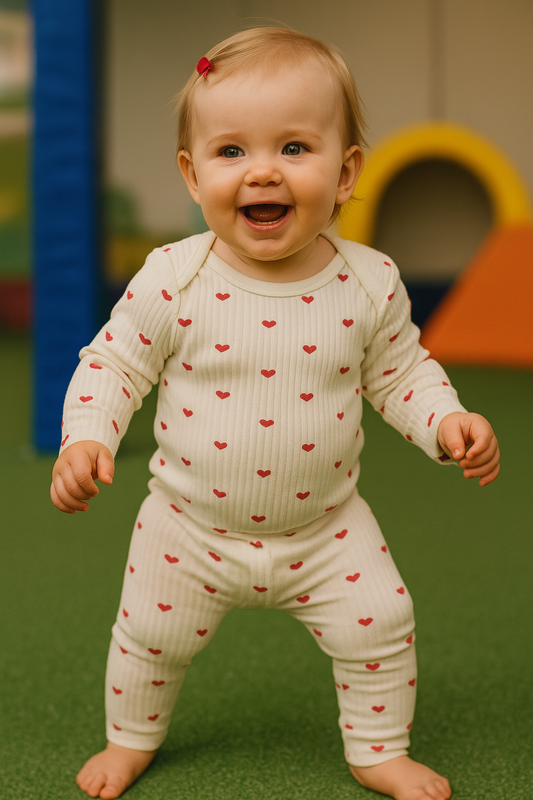 Ensemble bébé de 0 à 9 mois à cœurs Body manches longues + legging ref 5014 ALL FOR KIDS