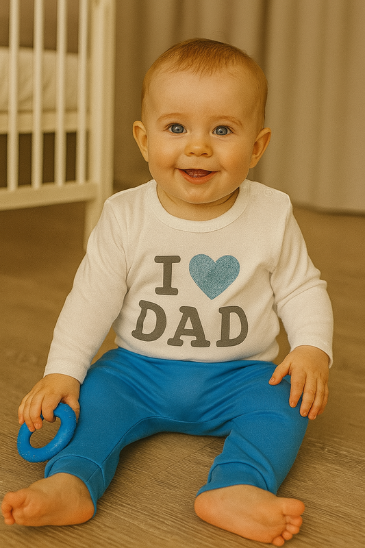 Ensemble bébé "I Love Dad" dernière taille 9 mois coton doux ref 1724 ALL FOR KIDS