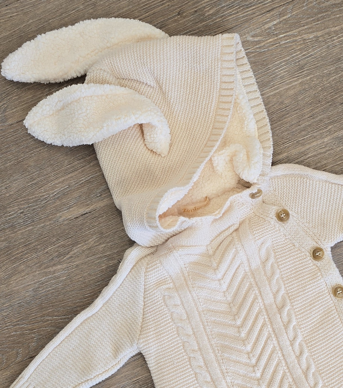 Capuche à oreilles de lapin combinaison bébé 100 % laine All for Kids