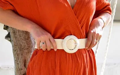 Ceinture élastique raphia avec boucle ronde bohème chic ref 0106 ALL FOR KIDS