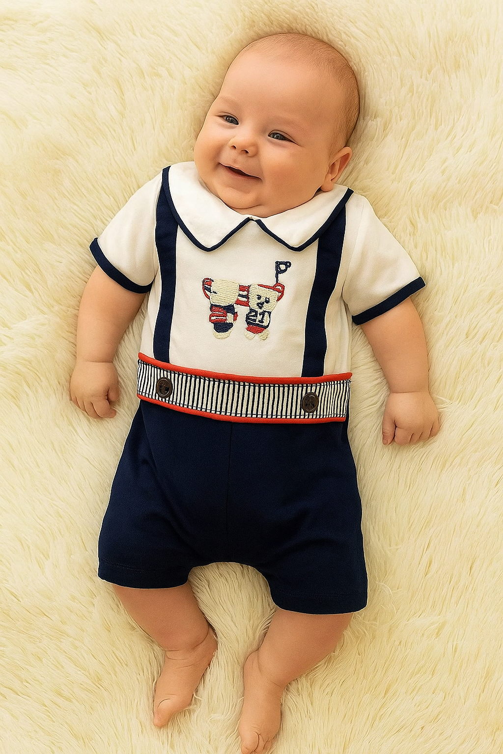 Combinaison bébé garçon style marin en coton