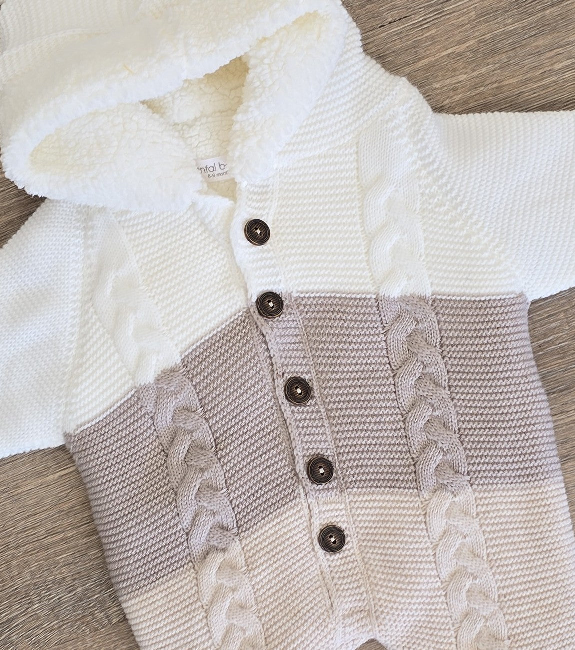 Combinaison bébé en laine avec capuche à petites oreilles et boutons All for Kids