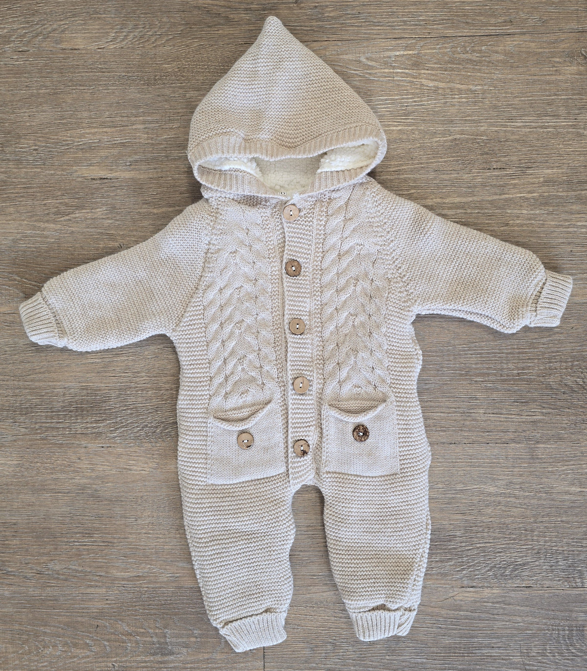 Combinaison bébé unisexe marron 100 % laine 6 à 12 mois