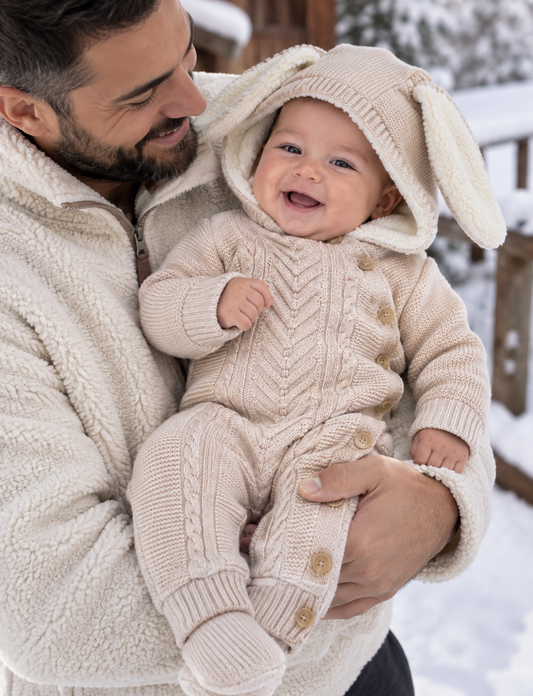 Combinaison bébé unisexe 100 % laine à capuche tailles 6, 9 et 12 mois All for Kids