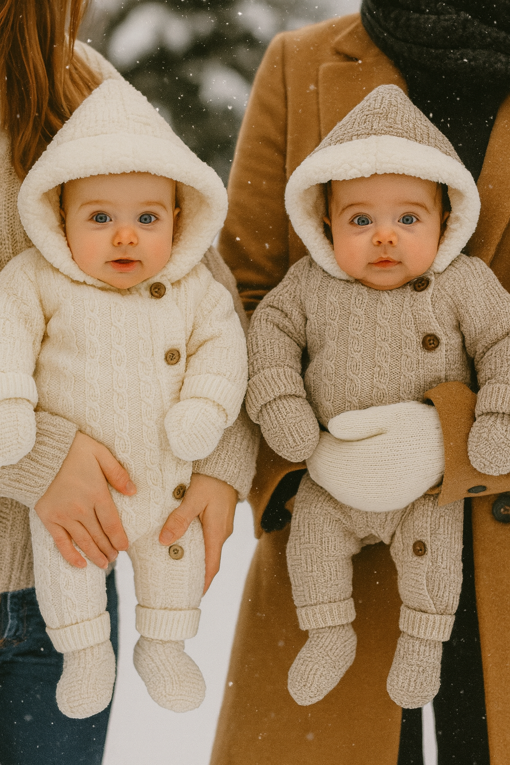 Combinaison Unisexe bébé hiver avec capuche moufles et chaussettes 100% laine et coton  ref 715 ALL FOR KIDS
