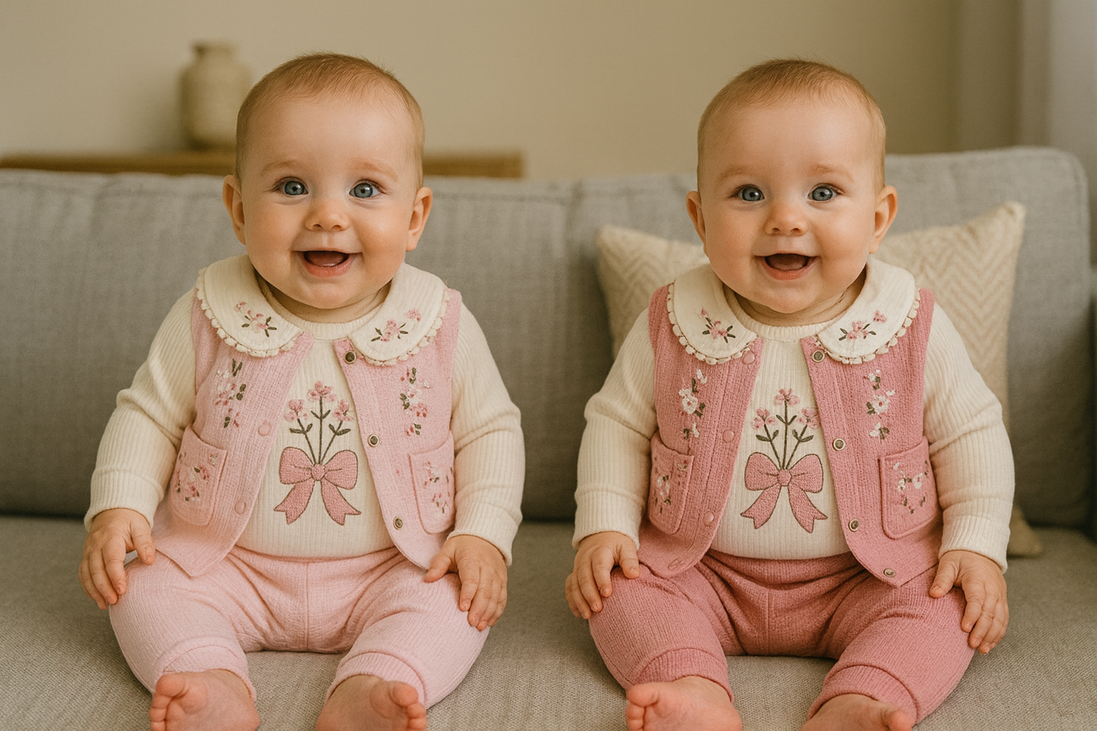 Ensemble bébé fille col Claudine brodé taille 0 à 6 mois coton ref 1319 ALL FOR KIDS