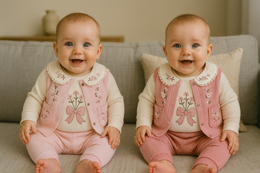 Ensemble bébé fille col Claudine brodé taille 0 à 6 mois coton ref 1319 ALL FOR KIDS