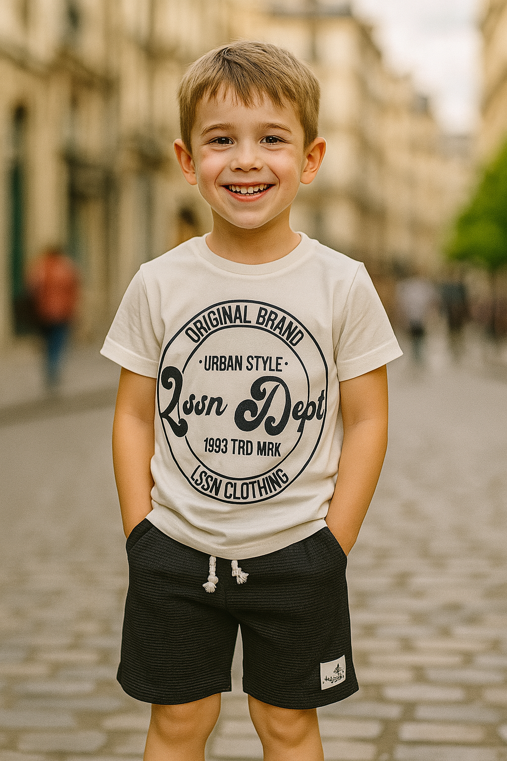Ensemble garcon Urban Style coton blanc & noir dernière taille 4 ans  ref 588 ALL FOR KIDS