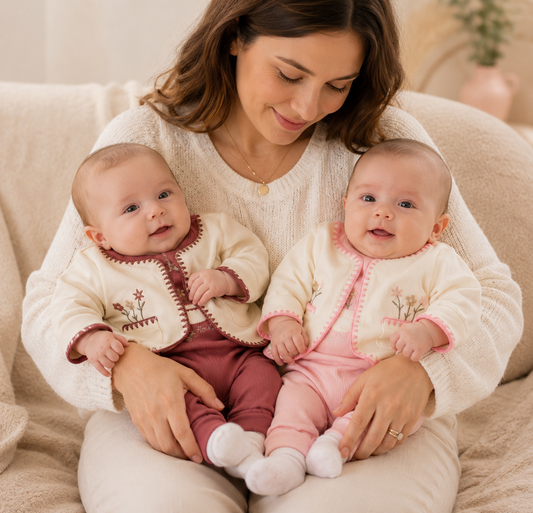 Ensemble bébé fille 3 pièces gilet, body et pantalon 100 % coton 0-9 mois