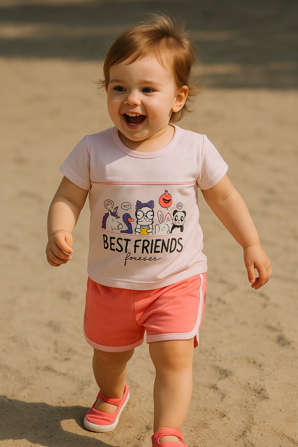 Ensemble bébé fille Best Friends tee-shirt et short 100 % coton 9 à 12 mois
