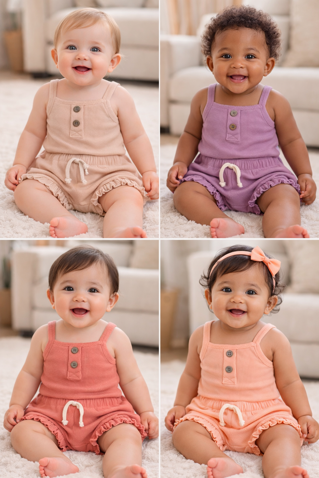 Ensemble bébé fille body à bretelles et short à volants