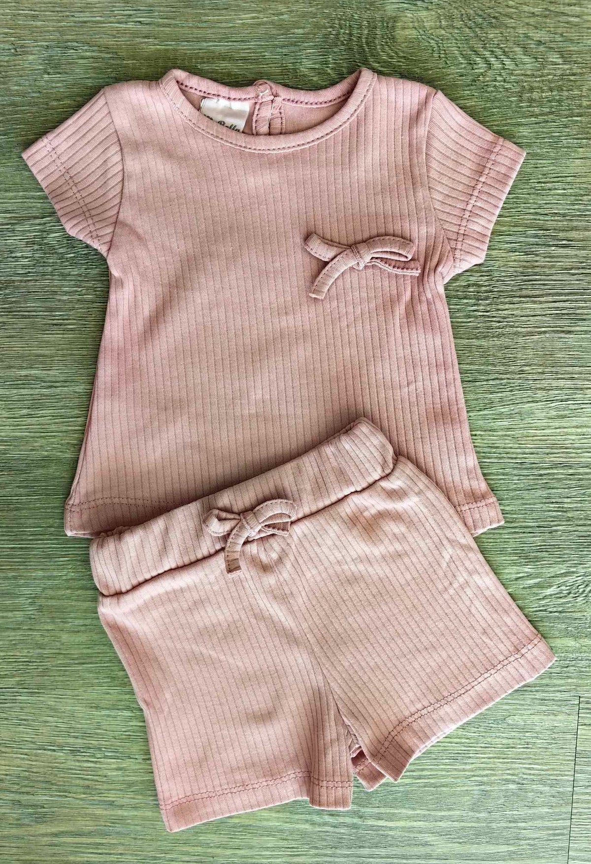 Tenue été bébé fille ensemble côtelé deux pièces