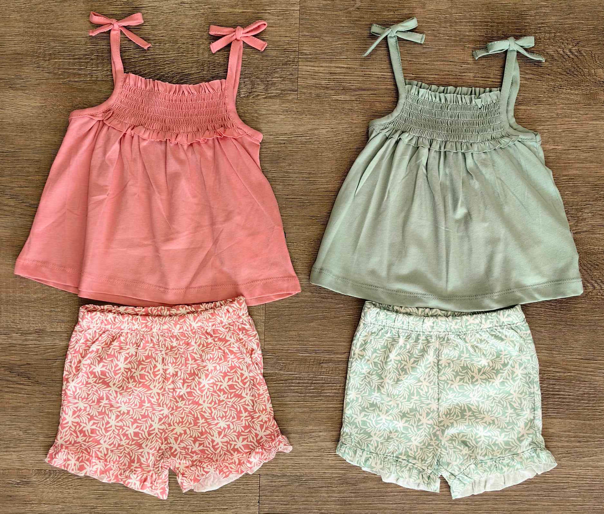 Ensemble bébé fille débardeur short coloris vert
