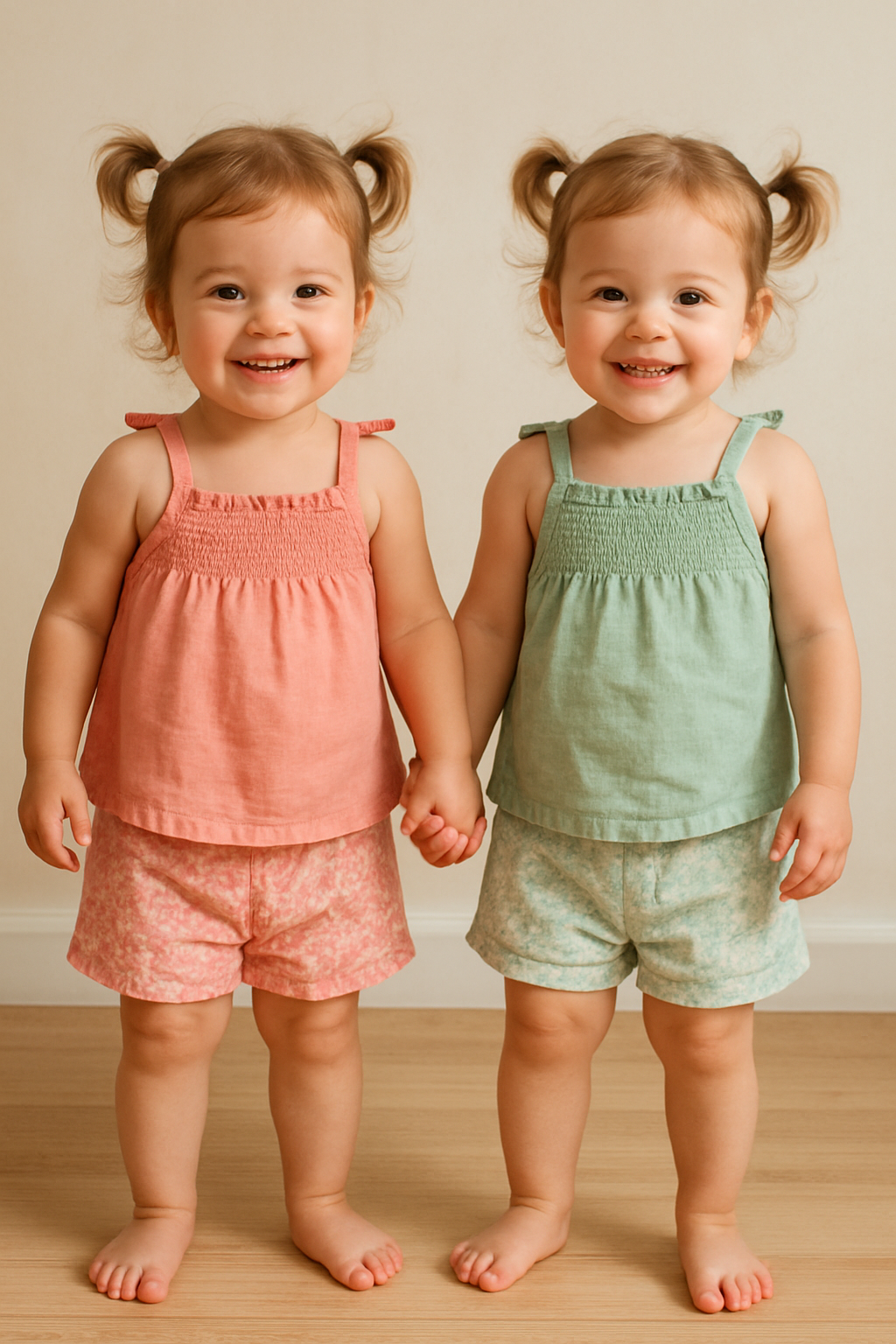 Ensemble bébé fille débardeur et short en coton 9 à 18 mois