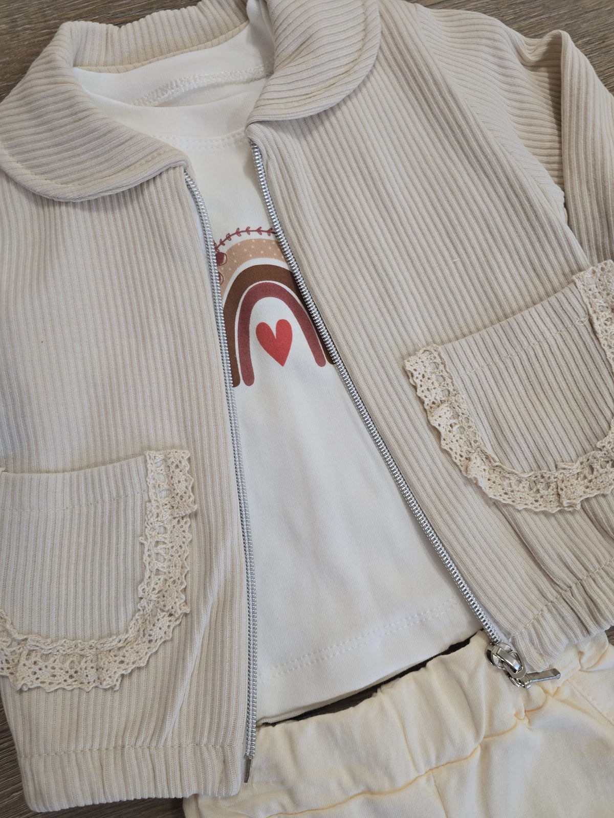 Ensemble bébé fille dentelle 100 % coton 6-12 mois