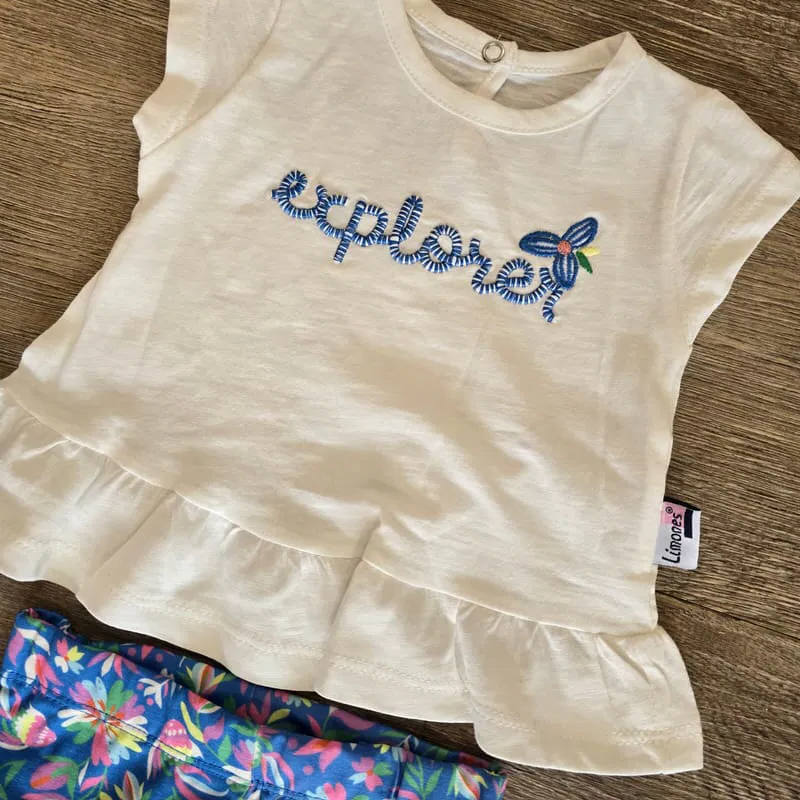 Ensemble bébé fille blanc avec legging fleuri