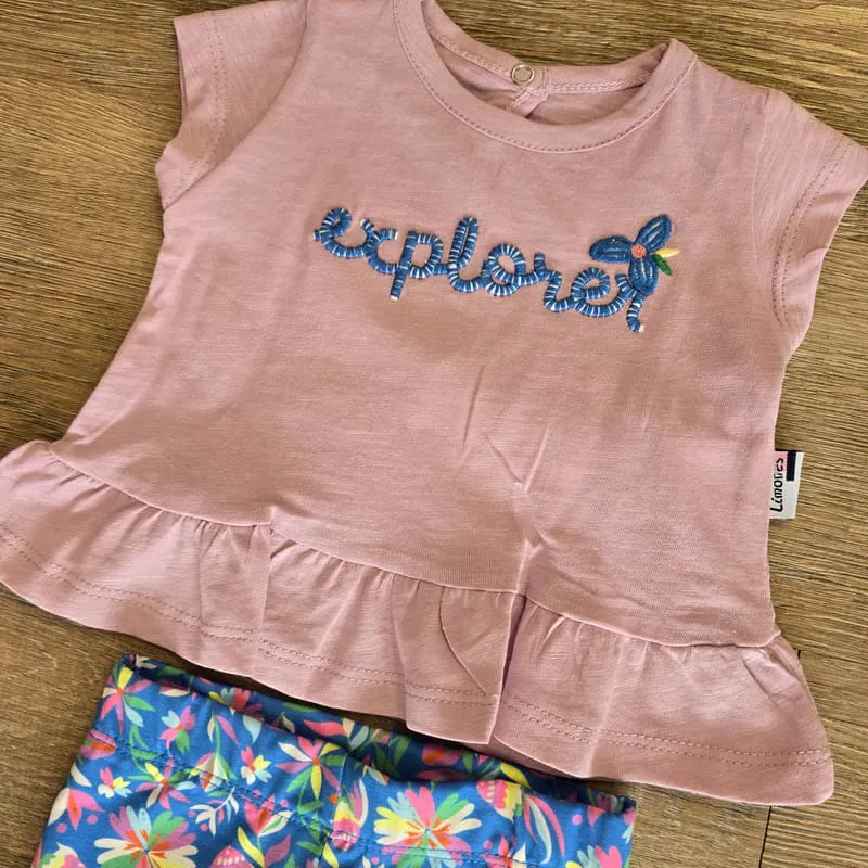 Legging fleuri bébé fille avec tee-shirt assorti